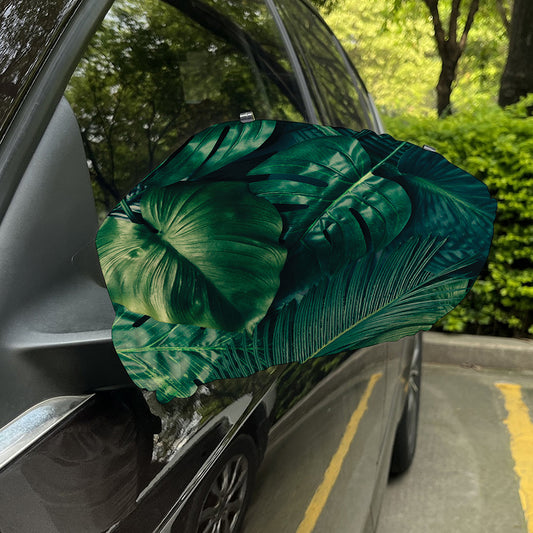 Tropical Green Leaves Print Car Side Mirror Covers
