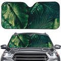 Tropical Green Leaves Print Car Windshield Sun Shade