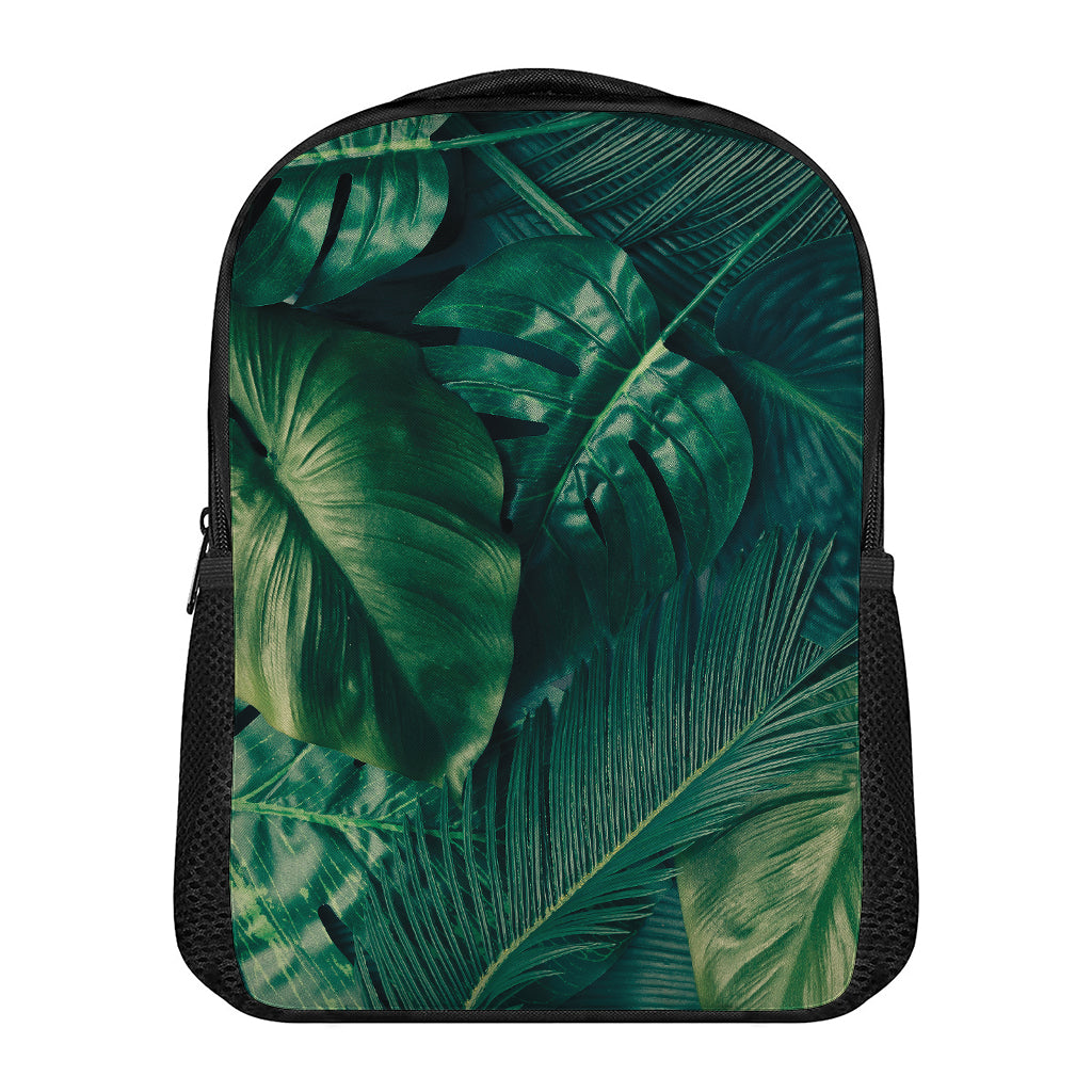Tropical Green Leaves Print Casual Backpack