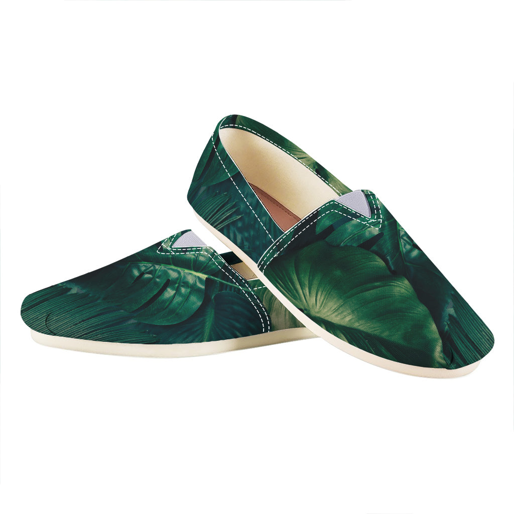 Tropical Green Leaves Print Casual Shoes