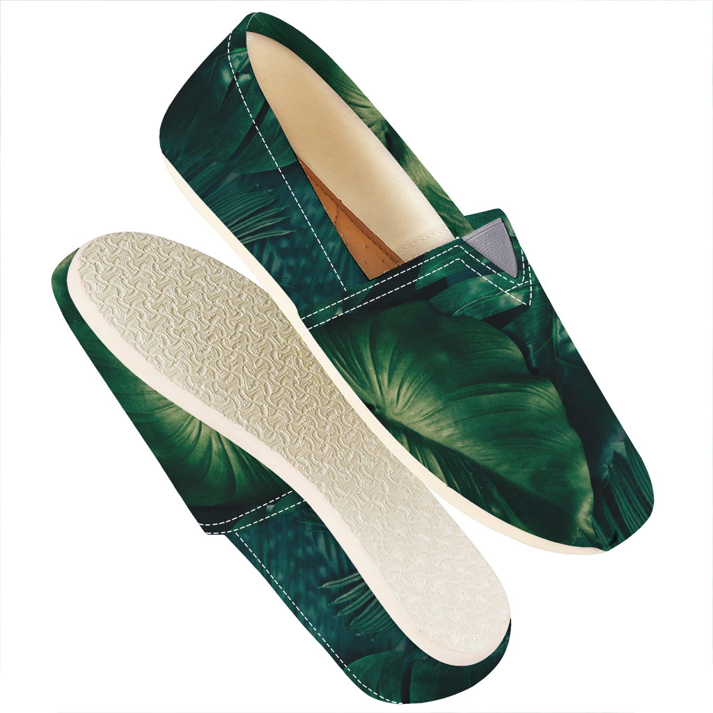 Tropical Green Leaves Print Casual Shoes