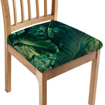 Tropical Green Leaves Print Chair Cushion Cover