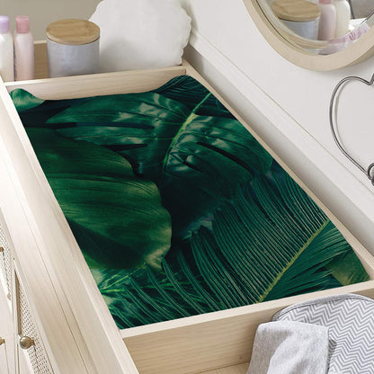 Tropical Green Leaves Print Changing Pad Cover