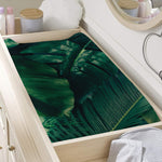 Tropical Green Leaves Print Changing Pad Cover