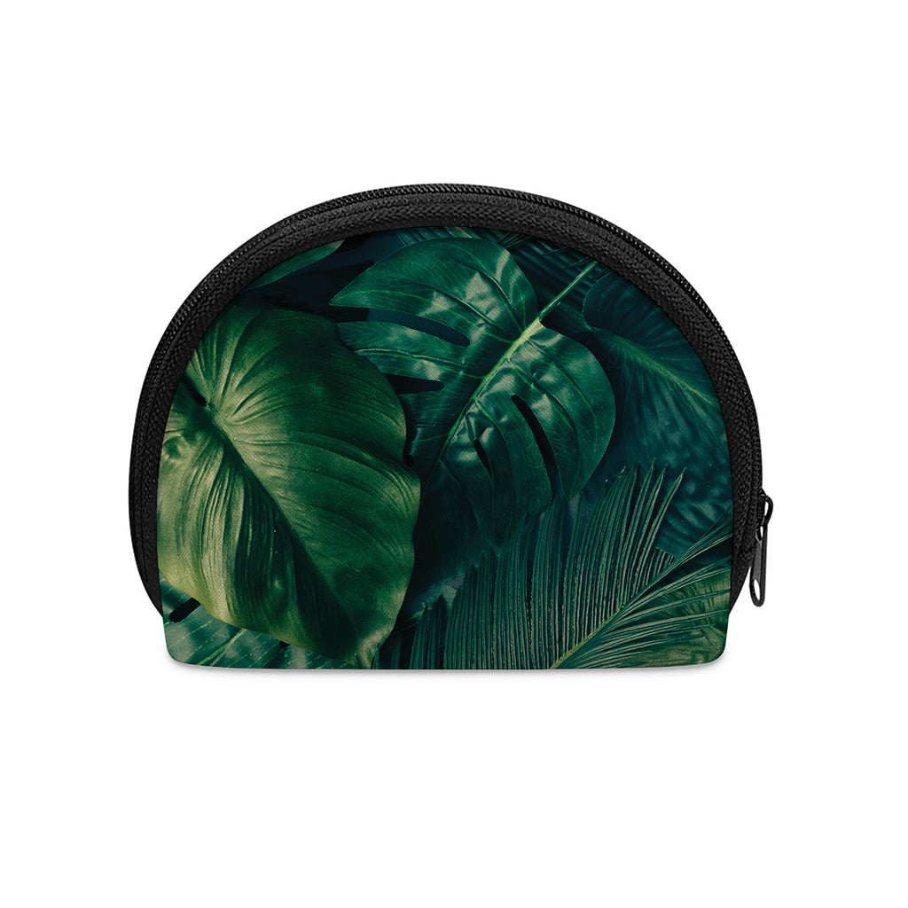 Tropical Green Leaves Print Coin Purse