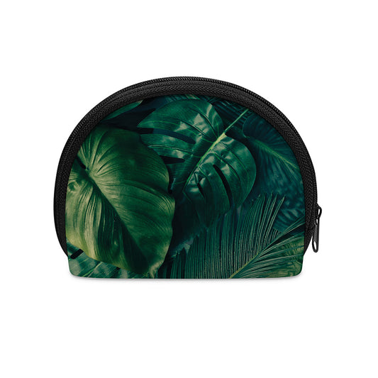 Tropical Green Leaves Print Coin Purse