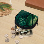 Tropical Green Leaves Print Coin Purse