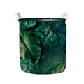 Tropical Green Leaves Print Collapsible Laundry Basket