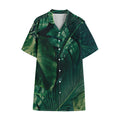 Tropical Green Leaves Print Cotton Hawaiian Shirt