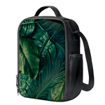 Tropical Green Leaves Print Crossbody Lunch Bag