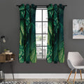 Tropical Green Leaves Print Grommet Curtain Panels