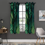 Tropical Green Leaves Print Curtain