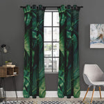 Tropical Green Leaves Print Curtain