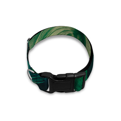 Tropical Green Leaves Print Dog Collar