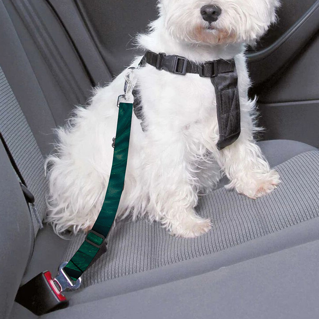 Tropical Green Leaves Print Dog Seat Belt