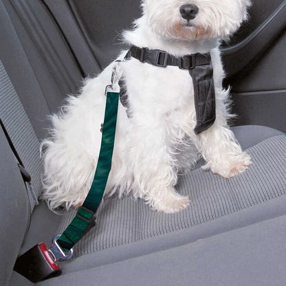 Tropical Green Leaves Print Dog Seat Belt