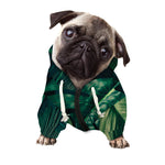Tropical Green Leaves Print Dog Zip Up Hoodie