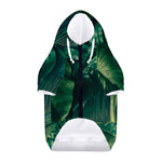Tropical Green Leaves Print Dog Zip Up Hoodie