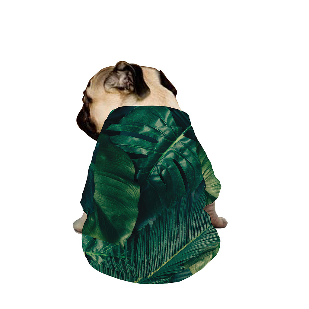 Tropical Green Leaves Print Dog Zip Up Jacket
