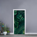 Tropical Green Leaves Print Door Sticker