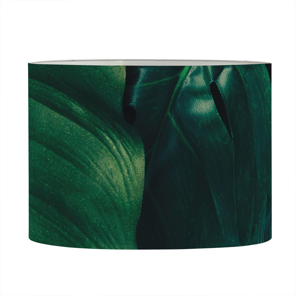 Tropical Green Leaves Print Drum Lamp Shade