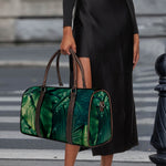 Tropical Green Leaves Print Duffle Bag