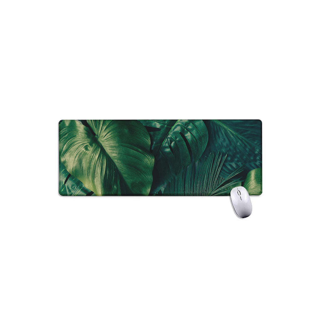 Tropical Green Leaves Print Extended Mouse Pad