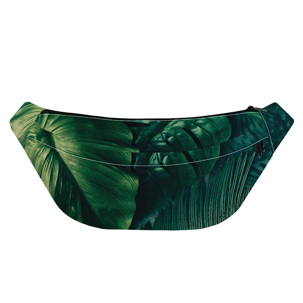 Tropical Green Leaves Print Fanny Pack