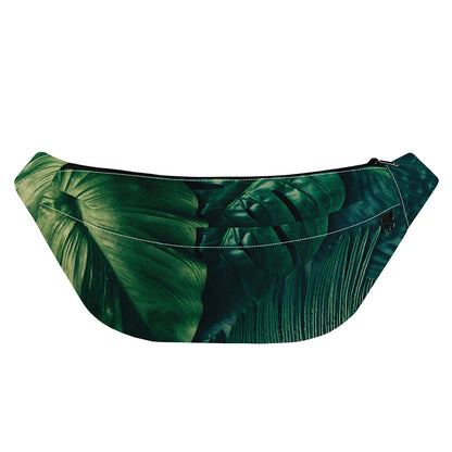 Tropical Green Leaves Print Fanny Pack