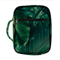 Tropical Green Leaves Print Front Pocket Bible Bag