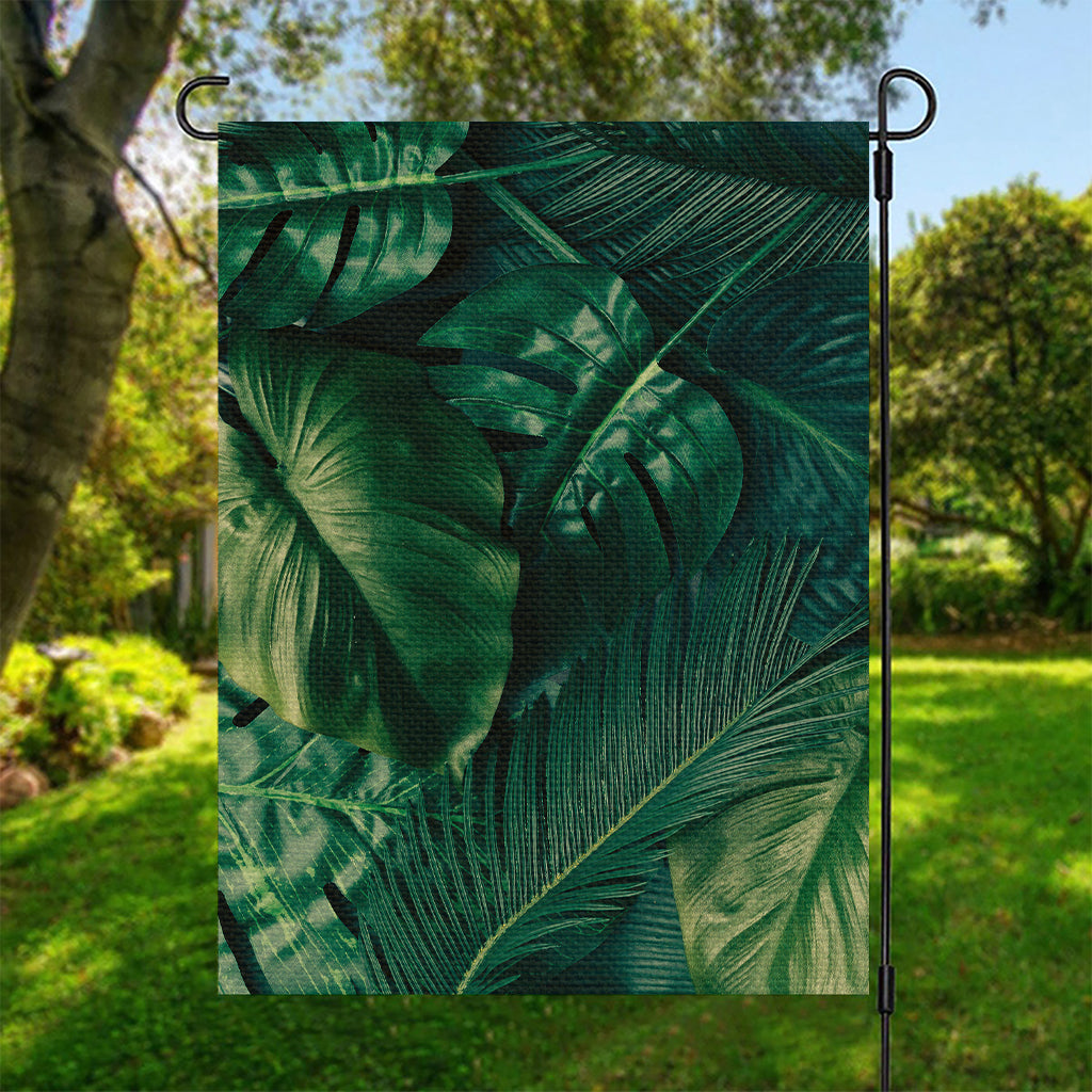 Tropical Green Leaves Print Garden Flag