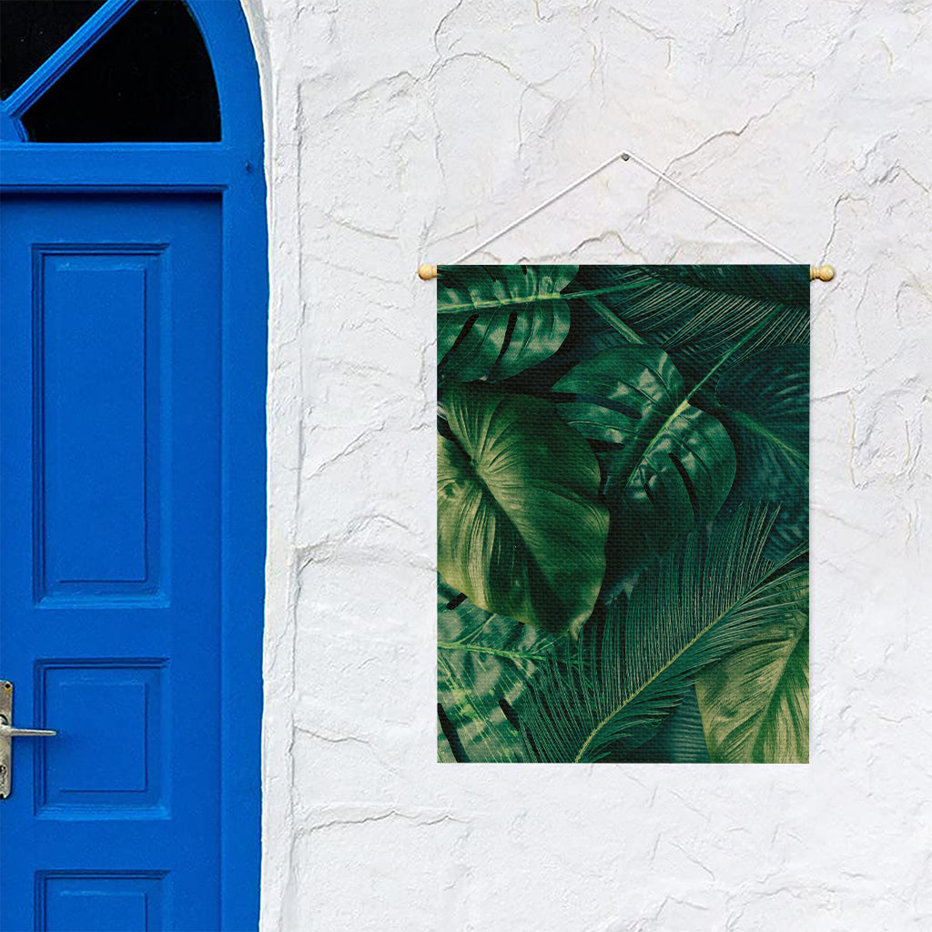 Tropical Green Leaves Print Garden Flag