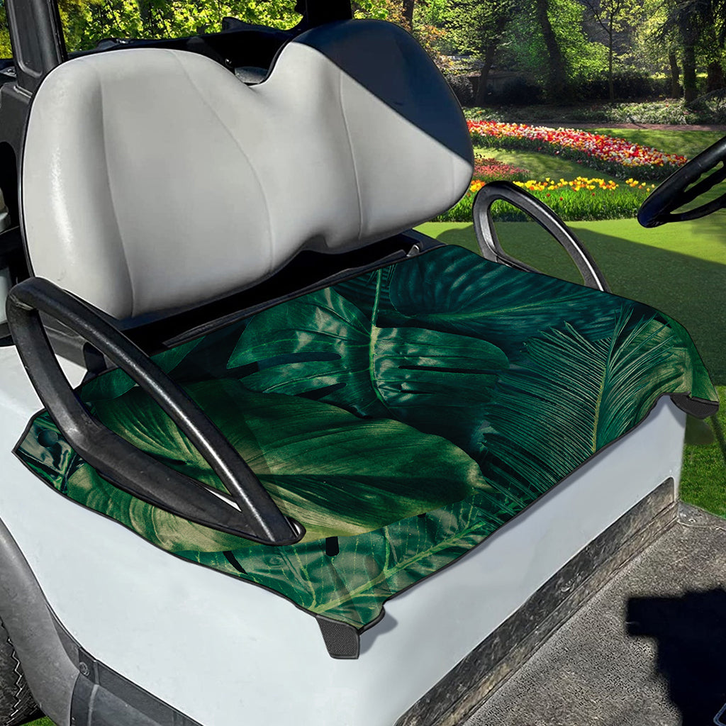 Tropical Green Leaves Print Golf Cart Seat Cover