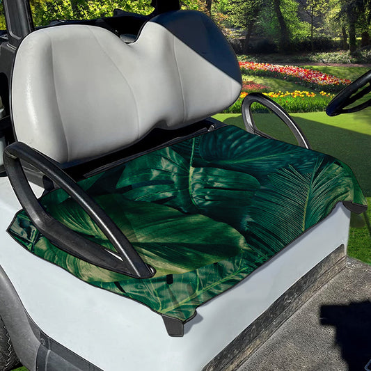 Tropical Green Leaves Print Golf Cart Seat Cover