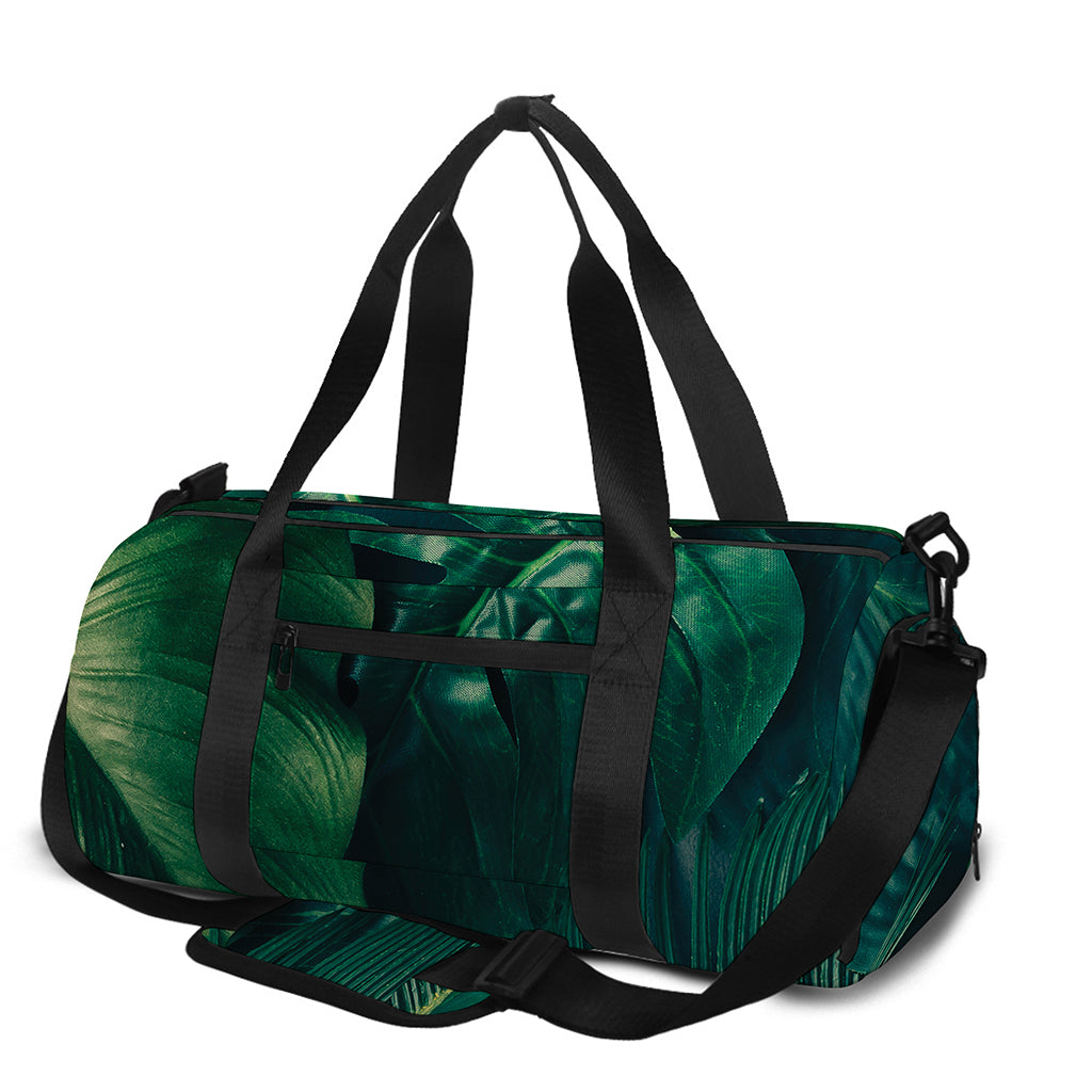 Tropical Green Leaves Print Gym Bag