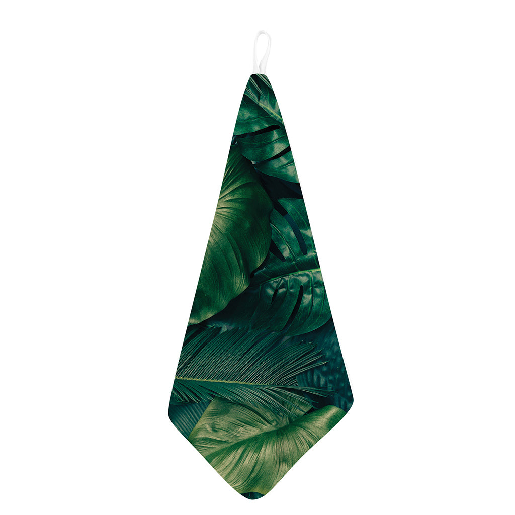 Tropical Green Leaves Print Hand Towel