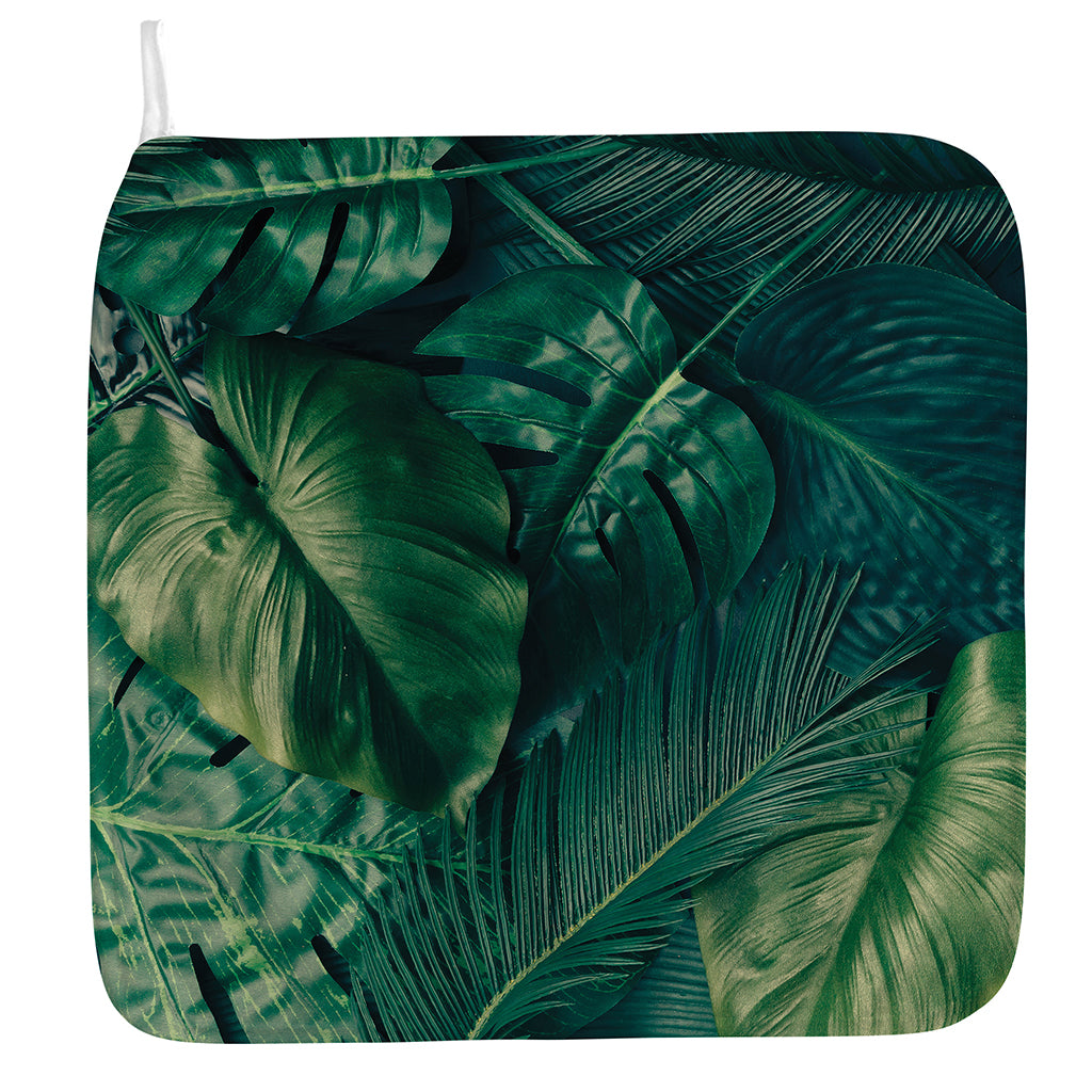 Tropical Green Leaves Print Hand Towel