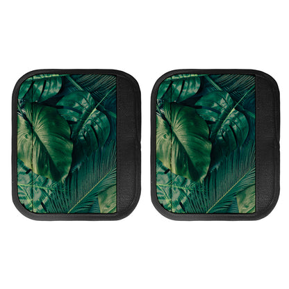 Tropical Green Leaves Print Handle Covers