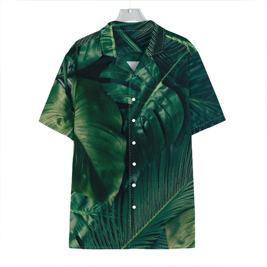 Tropical Green Leaves Print Hawaiian Shirt