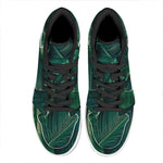 Tropical Green Leaves Print High Top Leather Sneakers