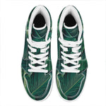Tropical Green Leaves Print High Top Leather Sneakers