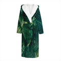 Tropical Green Leaves Print Hooded Bathrobe