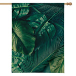Tropical Green Leaves Print House Flag