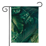 Tropical Green Leaves Print House Flag