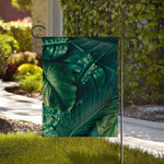 Tropical Green Leaves Print House Flag