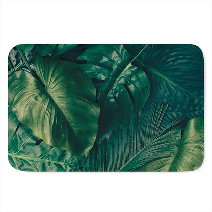 Tropical Green Leaves Print Indoor Door Mat