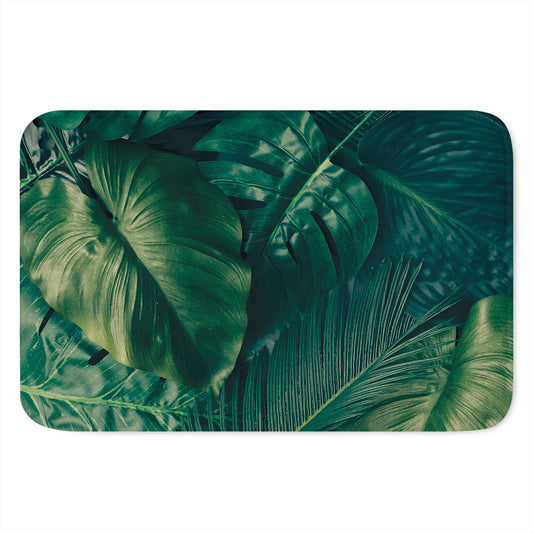 Tropical Green Leaves Print Indoor Door Mat