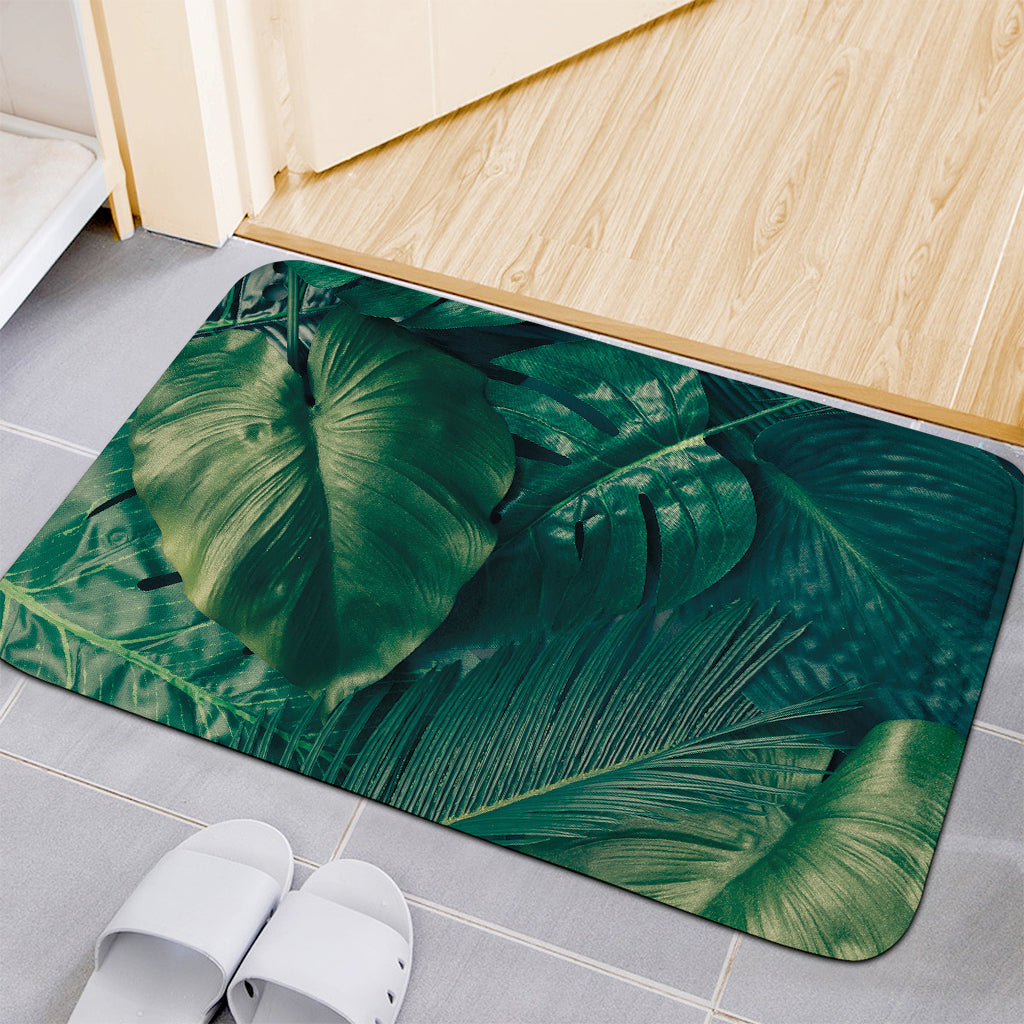 Tropical Green Leaves Print Indoor Door Mat