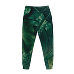 Tropical Green Leaves Print Jogger Pants
