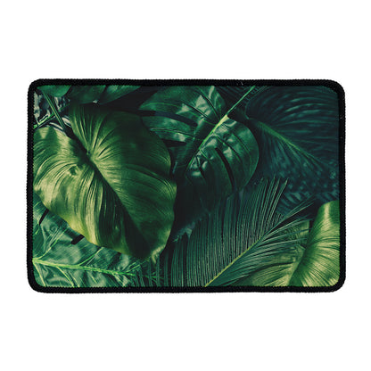Tropical Green Leaves Print Kitchen Mat